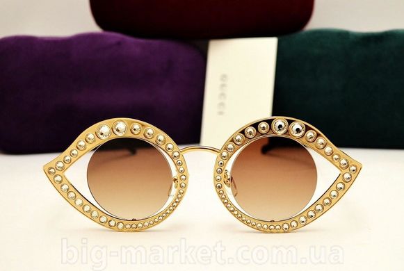 Окуляри Gucci GG 0046 Gold-Brown купити, ціна 2 988 грн, Фото 26