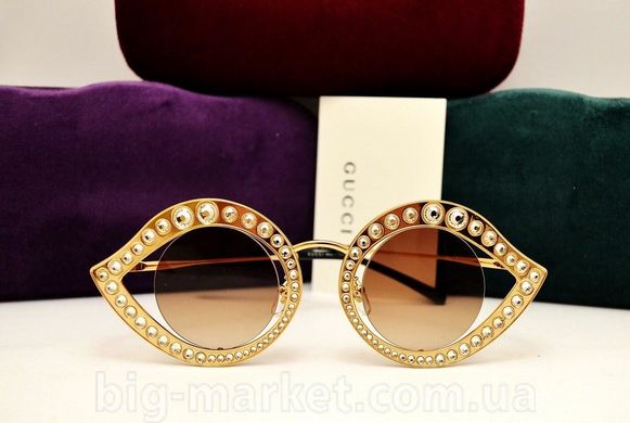 Окуляри Gucci GG 0046 Gold-Brown купити, ціна 2 988 грн, Фото 66
