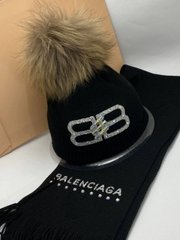 Набор шапка и шарф Баленсиага черный 3467