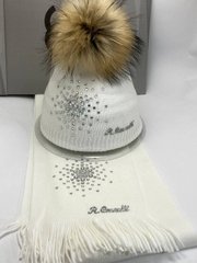 Набір шапка та шарф Роберто Каваллі білий 3468