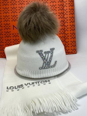 Набор шапка и шарф Луи Виттон White-fox 3477