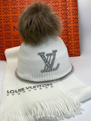 Набор шапка и шарф Луи Виттон White-fox 3477