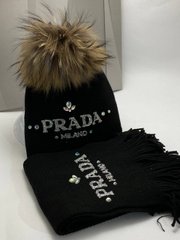 Набір шапка та шарф Прада black-fox 3483