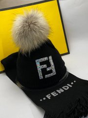 Набор шапка и шарф Фенди fox 3488