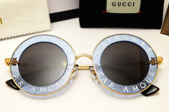 Окуляри Gucci GG 0113S L'Aveugle Par Amour Blue купити, ціна 2 340 грн, Фото 46